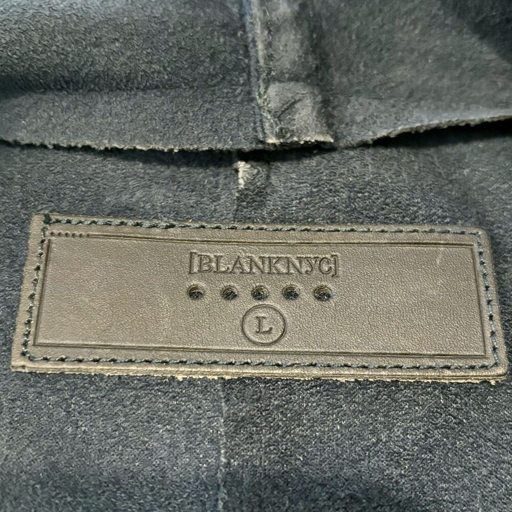 Blank NYC Jacket Large Dark Blue Faux Leather Zip Front Pockets - Picture 8 of 15